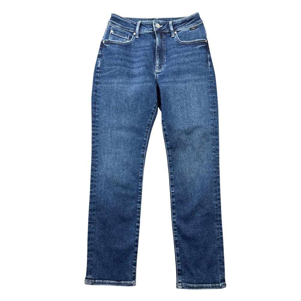 Mavi Viola Mid Rise Gaucho Jeans Medium Wash Straight Leg Women 27 Blue Denim